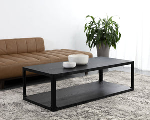 Sunpan Doncaster Coffee Table - Modern Minimalist Design with Solid Oak Frame and Unique Natural Character Black