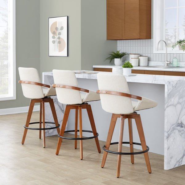 English Elm Dining/accent Chair Solid Wood Tapered Legs Cream Upholstery Mid-century Modern Seating B202P471196