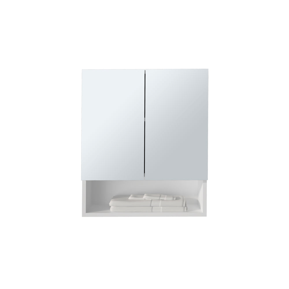 English Elm Cheverly White Medicine Cabinet with Double Mirrored Doors, Adjustable Shelves & Open Shelf (28") B092P286128