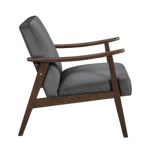 English Elm Vandie Velvet Club Chair Mid-century Modern Rubberwood Frame with Tapered Walnut Legs B056P417044