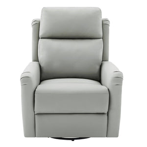 English Elm Modern Swivel Rocker Recliner Pu Leather Chair with Massage Heat and Storage Pocket Grey N763P399629E