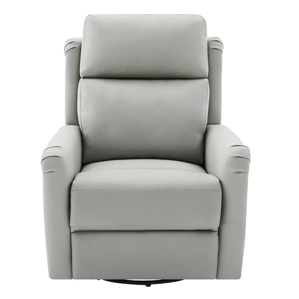 English Elm Modern Swivel Rocker Recliner Pu Leather Chair with Massage Heat and Storage Pocket Grey N763P399629E