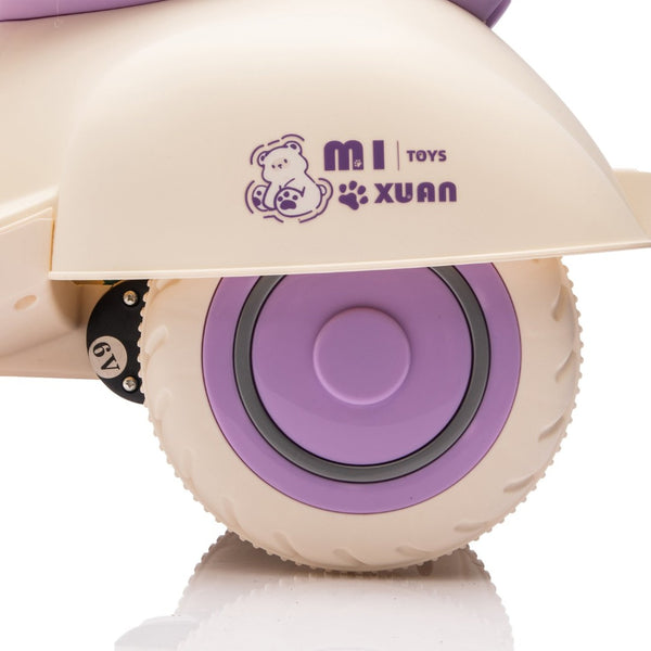 English Elm 12v Kids Electric Tricycle Toddler Ride on Scooter Wooden Handle Parental Remote Control Purple W1578P381425