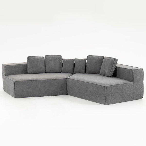 English Elm 132"oversized Teddy Velvet Modular Sectional Plush Foam Couch for Large Living Rooms W3326S00038