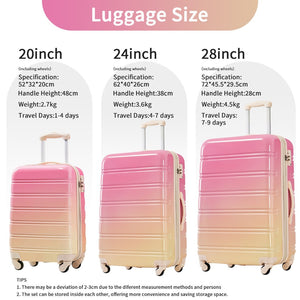 English Elm Hardshell Polycarbonate 3 Piece Luggage Set Gradient Spinner Wheels Tsa Lock Travel N732P184448X