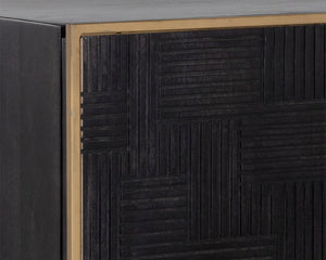 Sunpan MARKWOOD Sideboard – Handcrafted Dark Brown Mango Wood with Antique Brass Frame for Elegant Storage 106696