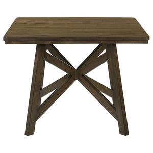 English Elm Maxine Brown Square Counter Dining Set with Mindi Veneer Table and Upholstered Chairs B062S01452