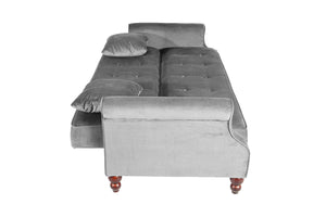 English Elm Adjustable Sofa Bed with Hidden Under-Seat Storage, Button-Tufted Comfort & Rolled Arm Elegance Gray 72 L x 45 W x 13 H B089P240493