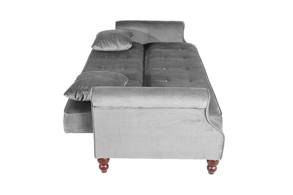 English Elm Adjustable Sofa Bed with Hidden Under-Seat Storage, Button-Tufted Comfort & Rolled Arm Elegance Gray 72 L x 45 W x 13 H B089P240493