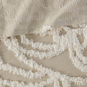 JLA Home Madison Park - Tufted Cotton Chenille Medallion Coverlet Mini Set with Fringe — Breathable Boho Chic Texture Taupe MP13-7119