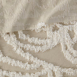 Madison Park Laetitia Shabby Chic Tufted Cotton Chenille Medallion Fringe Coverlet Mini Set MP13-7118 Taupe