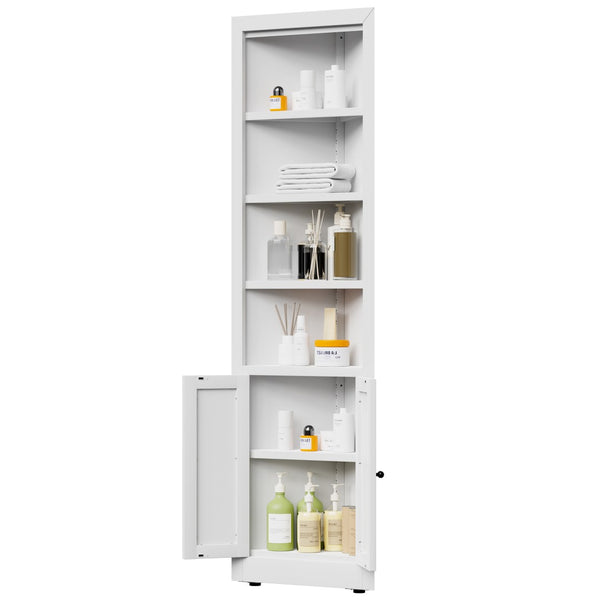 English Elm 71" Tall Corner Metal Cabinet with 5 Tiers Adjustable Shelves for Pantry or Bath W2735P428813