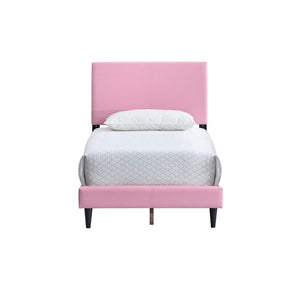 English Elm Baron Full Bed Frame with Faux Leather Upholstery, Slat Support, Adjustable Headboard Height, Fits 7–13" Pink 26.37 L x 45.47 W x 7.48 H B078P380177