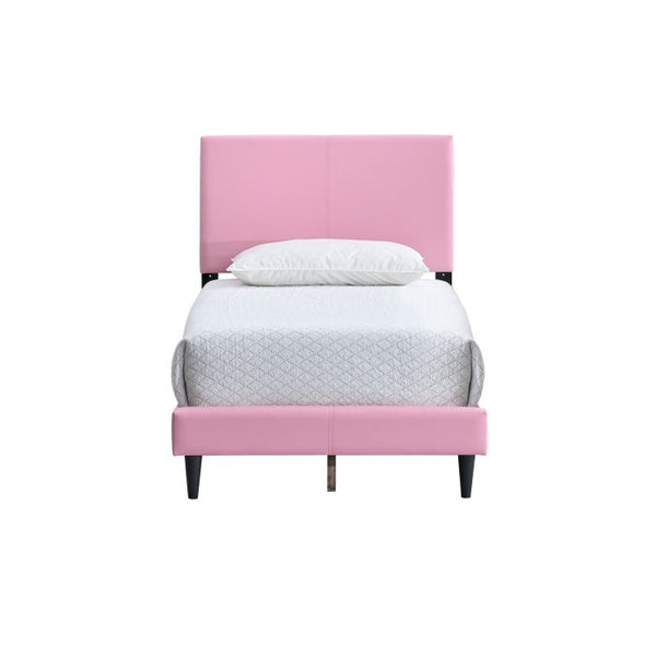 English Elm Baron Full Bed Frame with Faux Leather Upholstery, Slat Support, Adjustable Headboard Height, Fits 7–13" Pink 26.37 L x 45.47 W x 7.48 H B078P380177