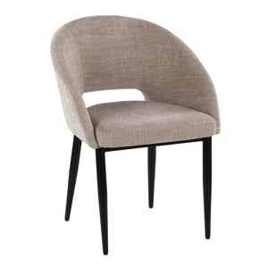 English Elm Chair Set of Two with Black Metal Frame and Upholstered Seat for Modern Dining B202S02107