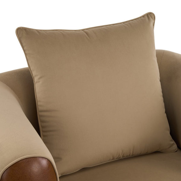 English Elm Bblythe Velvet Accent Chair Wrap Around Backrest Solid Wood Frame Cozy Reading Nook Brown N776P418607B