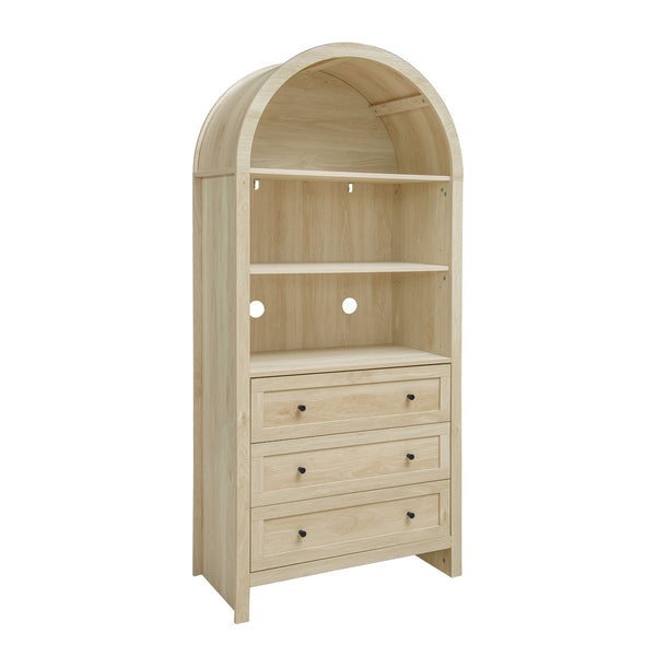 English Elm Arched Modern Farmhouse Pantry Cabinet - Versatile Wood Storage With Adjustable Shelves & Drawers W688P278921