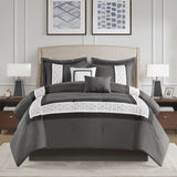 510 Design Powell Modern/Contemporary 8 Piece Embroidered Comforter Set 5DS10-0294 Dark Grey