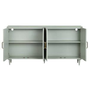 Crestview Collection 4-door Media Credenza - Elegant Acacia Wood Sideboard With Soft-close Hinges & Customizable Shelves Green Solid Wood Cvfvr8428