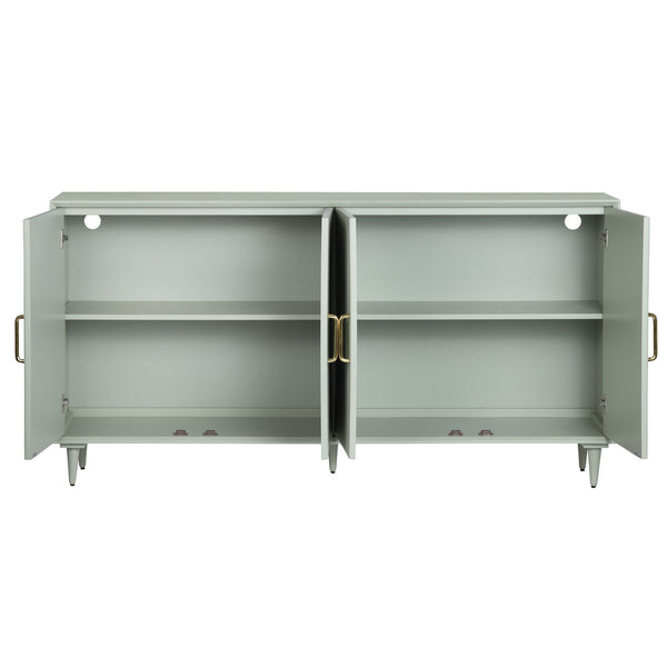 Crestview Collection 4-door Media Credenza - Elegant Acacia Wood Sideboard With Soft-close Hinges & Customizable Shelves Green Solid Wood Cvfvr8428