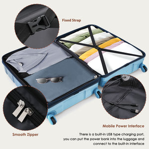 English Elm Luggage 3 Piece Hard Shell Set with Usb Port Spinner Wheels and Abs Pc Travel Protection N726P264892N