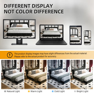 English Elm Queen Size Bed Frame With Tufted Cloud Pillow Headboard – Ultra-Soft Chenille, Noise-Free Support W1885S00207-GIGA