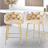 Christopher Knight Home® - Noble House - - 28'' Modern Counter Stools Set Of 2,Beige Counter Stools With Iron Frame,Soft Back And Cushion,Footrest,Suitable For Kitchen/Bedroom/Dining Room.