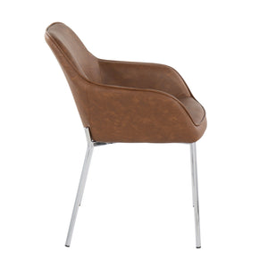 English Elm Daniella Contemporary Dining Chair Set of 2 with Chrome Metal Legs and Luxurious Faux Leather Seat Camel B202S01337