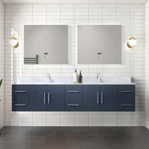 English Elm Navy Luxe Double Bath Vanity 84" W x 22" D with Carrara Marble Top, Soft-Close Drawers & Chrome Faucet B2731P258755