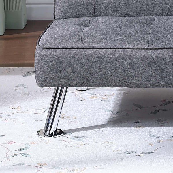 English Elm Blue Blue Grey Polyfiber Convertible Sofa Bed with Tufted Upholstery, Metal Legs & USB Port — Modern Guest Room Essential B011P381494