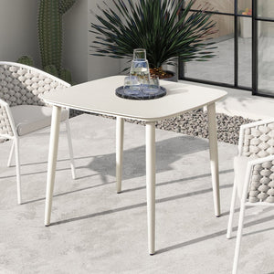 English Elm Jennifer Taylor Home - Santorini White 33.5" Square Outdoor Patio Table — Powder-Coated Aluminum, Compact Durable Side/Dining Table B2719P308010