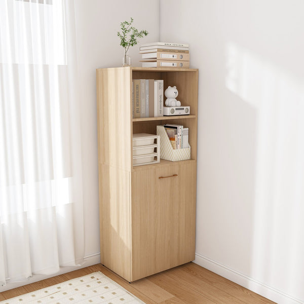 English Elm Stretchable expandable office desk with magnetic fold, lockable casters, adjustable shelves for storage and space-saving Natural Wood W509P355681