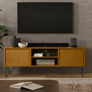 English Elm Hunter Tv Media Stand - Stylish Oak Veneer With Industrial Design, Storage & Cable Management B136P158735