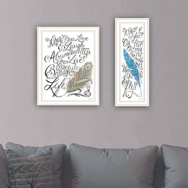 English Elm Trendy Decor 4u Two Piece Motivational Typography Art White Wood Framed Canvas Print B067P256641