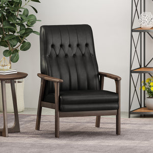 English Elm Christopher Knight Home® - Mid Century Modern Upholstered Accent Chair with Supportive Back, 300 lb Capacity, Compact Sofa Matte Black 66106.00MTBLK