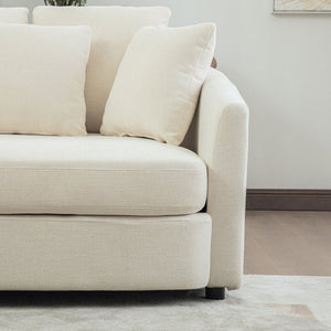 English Elm 56.3'' Oversized Barrel Lounger Chenille Cuddle Chair with Pocket Spring Deep Seat Beige W3118S00035