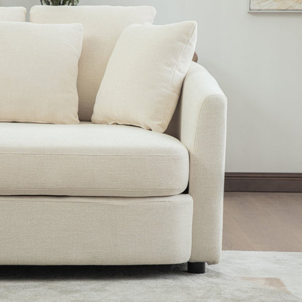 English Elm 56.3'' Oversized Barrel Lounger Chenille Cuddle Chair with Pocket Spring Deep Seat Beige W3118S00035