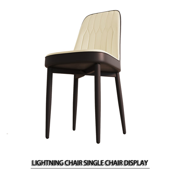 English Elm A Set Of 4 Modern Dining Chairs In Beige Pu Leather With Ergonomic Design & Black Metal Legs W2189P166088