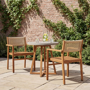 English Elm Dining Chair Set of 2 Wicker and Acacia Wood for Indoor or Covered Patio Use Teak N776P381115T