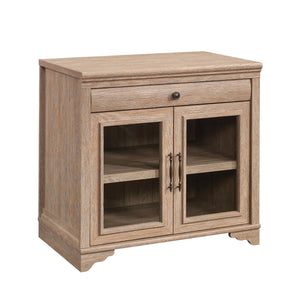 English Elm Library Base Brown Finish Engineered Wood Library Base with Tempered Glass Doors, Drawer & Adjustable Shelf - Durable 31.5"W Design B356P354421