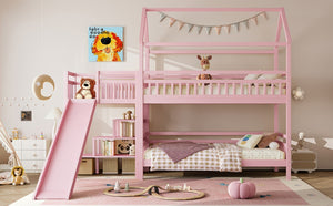 English Elm Full Bunk Bed with Trundle Bookshelf Storage Pine Frame Car Design for Kids W1580S00302