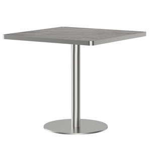 English Elm Square Bistro Pedestal Dining Table Faux Marble Top Gold Metal Base for Small Spaces W3316P421501