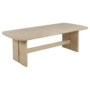 English Elm Beige Oak Coastal Dining Set with Cane Back Chairs and Extension Leaf Seats Six B062S01835