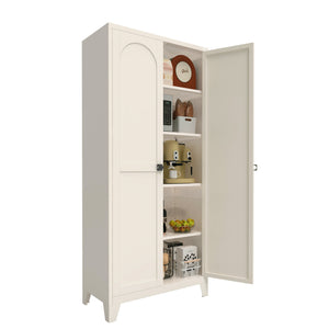English Elm 71'' Steel 2-Door Locking Cabinet with Adjustable Shelves, Secure Metal Storage for Home Office Beige W3387P306326