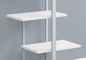 English Elm Bookshelf, 3-Tier 48" Ladder Etagere with Wood-Texture Taupe Laminate & Black Metal Frame for Small Spaces White 42 L x 16 W x 6 H B2710P219656