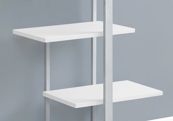 English Elm Bookshelf, 3-Tier 48" Ladder Etagere with Wood-Texture Taupe Laminate & Black Metal Frame for Small Spaces White 42 L x 16 W x 6 H B2710P219656