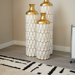 English Elm Floor Droplet-Shaped Metal Vase Set - 3-Piece Modern Glam Decor For Home, Entryway & Living Rooms W2796P255601