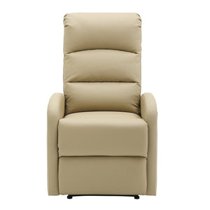 English Elm Dormi Contemporary Recliner Chair with Tufted Faux Leather Upholstery and Foam Padding, Manual Recline Beige B202P223694