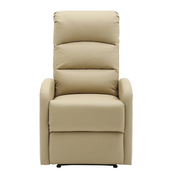 English Elm Dormi Contemporary Recliner Chair with Tufted Faux Leather Upholstery and Foam Padding, Manual Recline Beige B202P223694