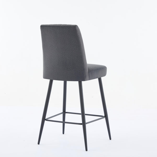 English Elm Adjustable Velvet Bar Chairs Set Of 2 - Modern Dark Grey Upholstered Seating For Kitchen & Dining W3615P340658
